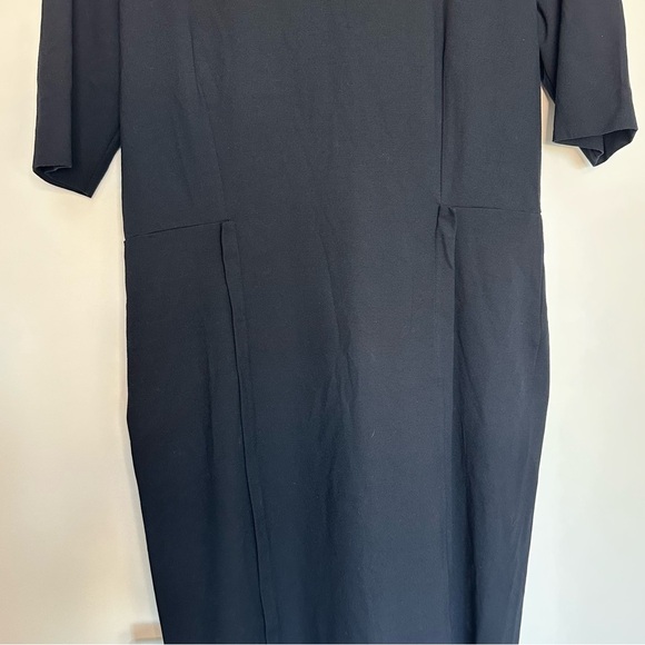 COS Short Sleeve Dress Large Navy knee length midi fit & flare office neutral - Picture 3 of 8